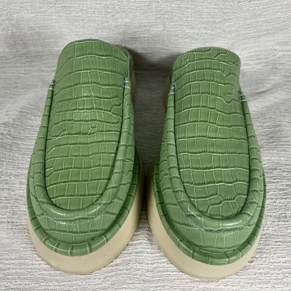 Charlotte Stone Duncan Backless Loafers - Light Green Alligator Design - Picture 5 of 7